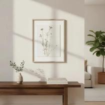 Quadro Decorativo Botânico Em MDF Com Canvas Texturizado