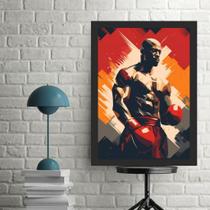 Quadro Decorativo Boxe - Lutador 45X34Cm - Com Vidro