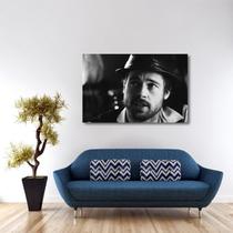 Quadro decorativo Brad Pitt Preto e Branco Tela em Tecido