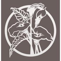 Quadro Decorativo Branco Mdf Flor Copo De Leite 40X20Cm