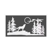 Quadro Decorativo Branco Mdf Lobo Nas Montanhas 40X20Cm