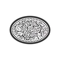 Quadro Decorativo Branco Mdf Oval Rosas 40X20Cm