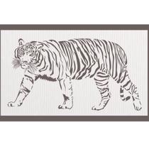 Quadro Decorativo Branco Mdf Tigre 40X20Cm