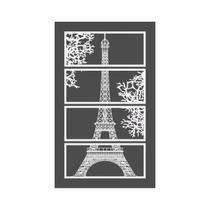 Quadro Decorativo Branco Mdf Torre Eiffel 40X20Cm