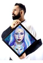 Quadro Decorativo Bruxa Gato Wicca Arte Forma Diamante