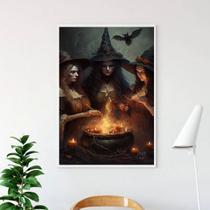 Quadro Decorativo Bruxas Feiticeiras 33x24cm - com vidro Quadro Decorativo Bruxas Feiticeiras 33x24cm - com vidro