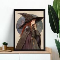 Quadro Decorativo Bruxinha Com Gatinho 24X18Cm Quadro Decorativo Bruxinha Com Gatinho 24X18Cm