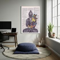 Quadro Decorativo Buda Com Borboletas 70x50cm Mold Preta