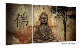 Quadro Decorativo Buda Marron Celestial 120x60 3 peças