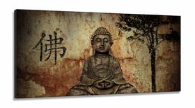 Quadro Decorativo Buda Marron Celestial 130x60 em Tecido Canvas