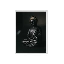 Quadro Decorativo Buda Negro Moldura Branca 45X34Cm
