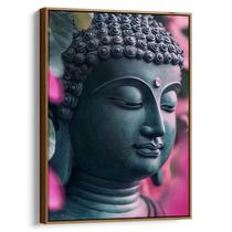 Quadro decorativo Buda - Serenidade Entre Flores Rosas de Verão - Art Canvas