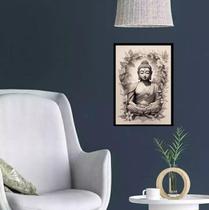 Quadro Decorativo Buda Tons De Cinza 33X24Cm