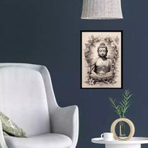 Quadro Decorativo Buda Tons de Cinza 45x34cm - com vidro