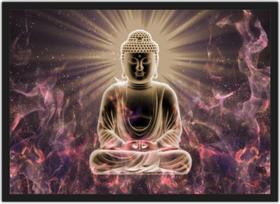 Quadro Decorativo Budismo Buda Chácras Com Moldura G11