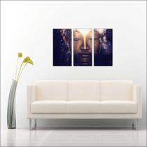 Quadro Decorativo Budismo Buda Chacras Religiosidade Salas Decorações 3 peças Com Moldura