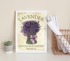 Quadro Decorativo Buquê De Lavanda 24x18cm - com vidro