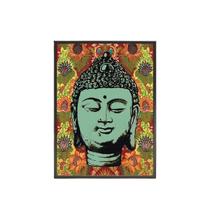 Quadro Decorativo Cabeça Buda 33X24 C/Vidro - Madeira Branca