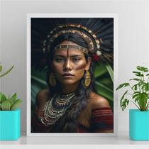 Quadro Decorativo Cabocla Jurema 45x34cm - Madeira Branca