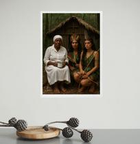 Quadro Decorativo Caboclas e Preta Velha 33x24cm - com vidro