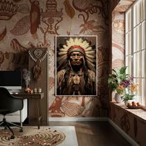 Quadro Decorativo Caboclo Chefe Indígena - 70x50cm