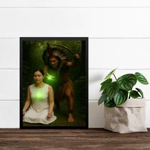 Quadro Decorativo Caboclo e Médium 45x34cm - com vidro