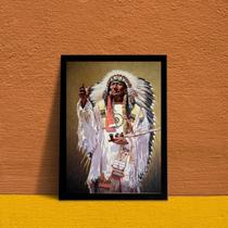 Quadro Decorativo Caboclo Pena Branca 24x18cm - Madeira Br. Quadro Decorativo Caboclo Pena Branca 24x18cm - Madeira Br.