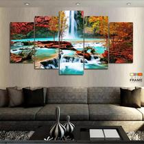 Quadro Decorativo Cachoeira Azul 130x63 em tecido