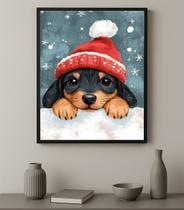 Quadro Decorativo Cachorrinho De Natal 24x18cm