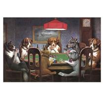 Quadro Decorativo Cachorro Jogando Poker 90x60 Grande Sala