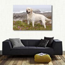 Quadro Decorativo Cachorro Labrador Paisagem Tela De Tecido