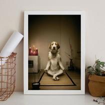 Quadro Decorativo Cachorro Meditando 33X24Cm - Com Vidro