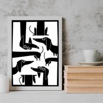 Quadro Decorativo Cachorro Salsicha 45x34cm - Moldura Preta Quadro Decorativo Cachorro Salsicha 45x34cm - Moldura Preta