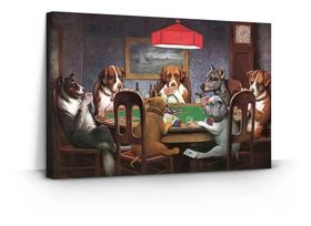Quadro Decorativo Cachorros Jogando Poker Divertido Tecido Canvas