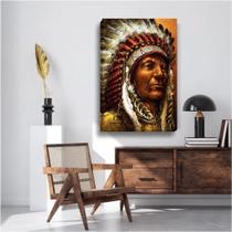 Quadro Decorativo Cacique Índio Xamã Tecido Canvas