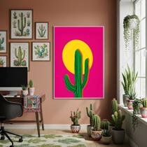 Quadro Decorativo Cacto Arte Colorida - 70x50cm Mold Preta Quadro Decorativo Cacto Arte Colorida - 70x50cm Mold Preta
