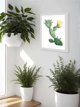 Quadro Decorativo Cacto Floral Sala Quarto + Vidro A4