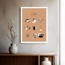 Quadro Decorativo Café Desenhos Marrom - 70x50cm