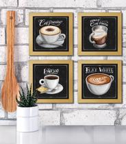 Quadro Decorativo Café Expresso Padaria Cozinha 20x20cm 4 un