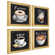 Quadro Decorativo Café Expresso Padaria Cozinha 20x20cm 4 un