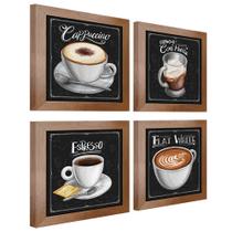 Quadro Decorativo Café Expresso Padaria Cozinha 20x20cm 4 un