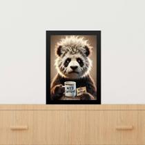 Quadro Decorativo Café Panda - Preciso Cafeína 24X18Cm Vidro