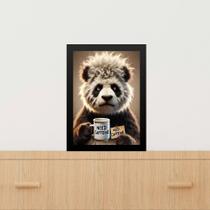 Quadro Decorativo Café Panda - Preciso De Cafeína 24x18cm - com vidro