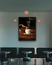 Quadro Decorativo Café Quente Saco Grãos - 70X50Cm