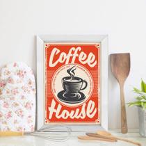 Quadro Decorativo Café Vintage 33x43cm Moldura Branca - Quartinhos