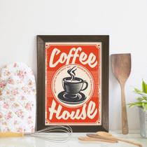 Quadro Decorativo Café Vintage 33x43cm Moldura Marrom - Quartinhos