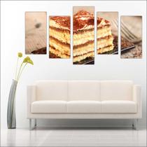 Quadro Decorativo Cafeterias Tortas Café Padarias Bolos Gourmet Decorações Salas 5 peças com Moldura