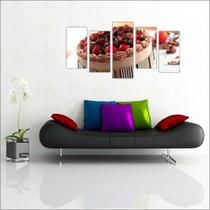 Quadro Decorativo Cafeterias Tortas Café Padarias Bolos Gourmet Decorações Salas 5 peças com Moldura