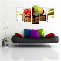Quadro Decorativo Cafeterias Tortas Café Padarias Bolos Gourmet Decorações Salas 5 peças com Moldura