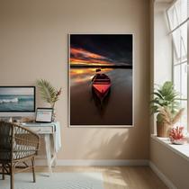 Quadro Decorativo Canoa Vermelha-70x50cm Cor:Moldura Preta Quadro Decorativo Canoa Vermelha-70x50cm Cor:Moldura Preta